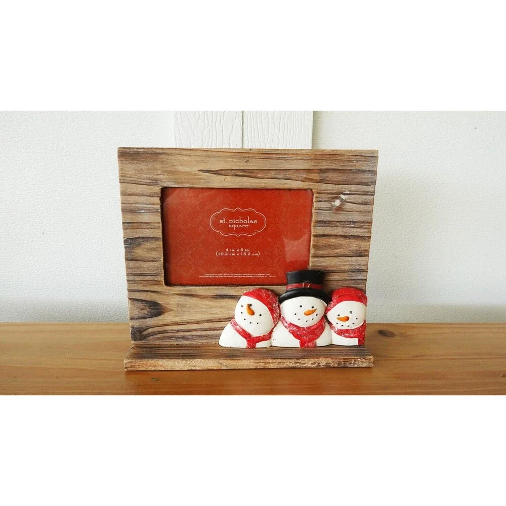 ST. NICHOLAS SQUARE  SNOWMAN SPARKLE 3 snowmen PICTURE FRAME 4
